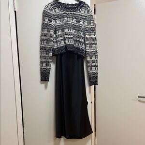 House of Harlow 1960 Black and White Long Sleeve Dress